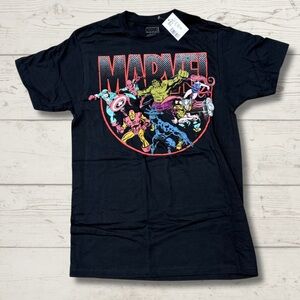 NWT Marvel Avengers Men’s M Black 100% Cotton Graphic Tee Classic Comic T-Shirt